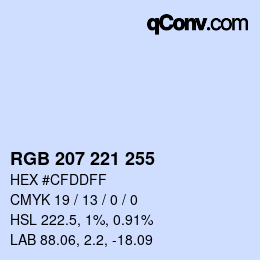 Color code: RGB 207 221 255 | qconv.com