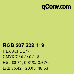 カラーコード: RGB 207 222 119 | qconv.com