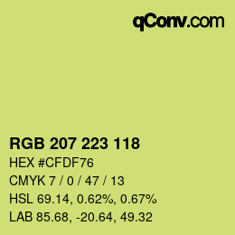 Color code: RGB 207 223 118 | qconv.com
