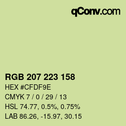 カラーコード: RGB 207 223 158 | qconv.com