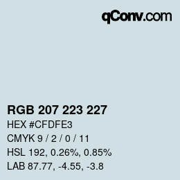 Farbcode: RGB 207 223 227 | qconv.com