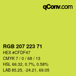 Color code: RGB 207 223 71 | qconv.com