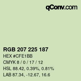 Color code: RGB 207 225 187 | qconv.com