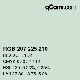 Color code: RGB 207 225 210 | qconv.com