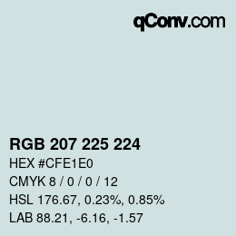 カラーコード: RGB 207 225 224 | qconv.com