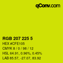 Color code: RGB 207 225 5 | qconv.com