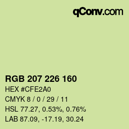 Color code: RGB 207 226 160 | qconv.com