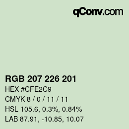 Color code: RGB 207 226 201 | qconv.com