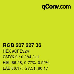 カラーコード: RGB 207 227 36 | qconv.com