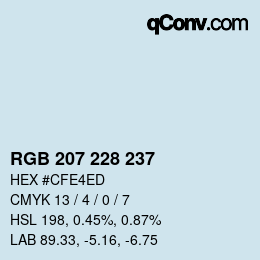 カラーコード: RGB 207 228 237 | qconv.com
