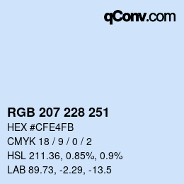 Color code: RGB 207 228 251 | qconv.com