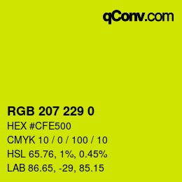 Color code: RGB 207 229 0 | qconv.com