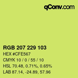 Color code: RGB 207 229 103 | qconv.com