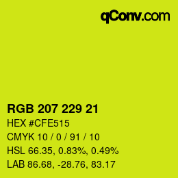 Color code: RGB 207 229 21 | qconv.com