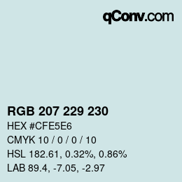 Color code: RGB 207 229 230 | qconv.com