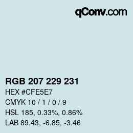 Código de color: RGB 207 229 231 | qconv.com