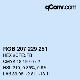 Color code: RGB 207 229 251 | qconv.com