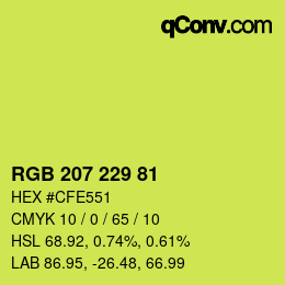 Color code: RGB 207 229 81 | qconv.com
