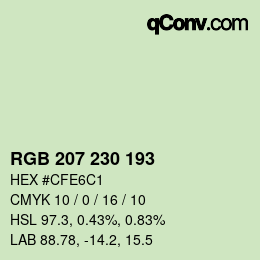 Farbcode: RGB 207 230 193 | qconv.com