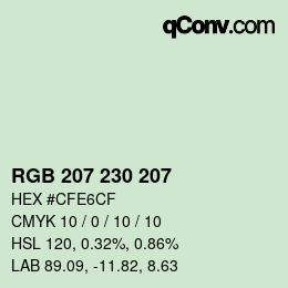 カラーコード: RGB 207 230 207 | qconv.com