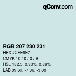 Color code: RGB 207 230 231 | qconv.com