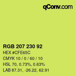 颜色代码: RGB 207 230 92 | qconv.com