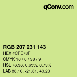 Color code: RGB 207 231 143 | qconv.com