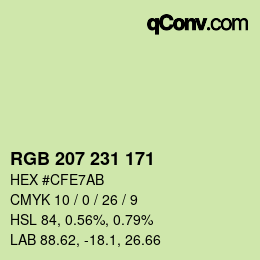カラーコード: RGB 207 231 171 | qconv.com