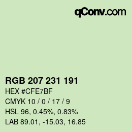 Color code: RGB 207 231 191 | qconv.com