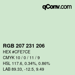 Color code: RGB 207 231 206 | qconv.com