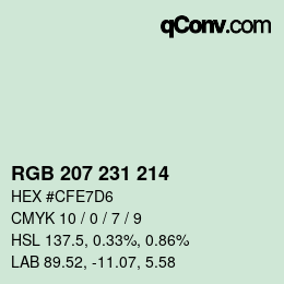 カラーコード: RGB 207 231 214 | qconv.com