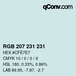 Color code: RGB 207 231 231 | qconv.com