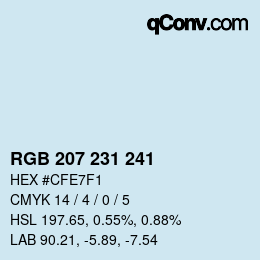 Color code: RGB 207 231 241 | qconv.com