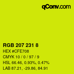 Color code: RGB 207 231 8 | qconv.com