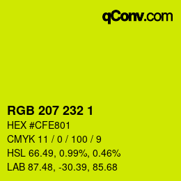 カラーコード: RGB 207 232 1 | qconv.com