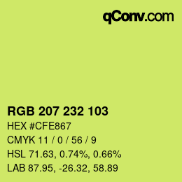 カラーコード: RGB 207 232 103 | qconv.com