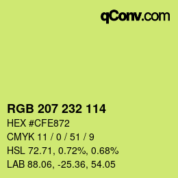 Color code: RGB 207 232 114 | qconv.com
