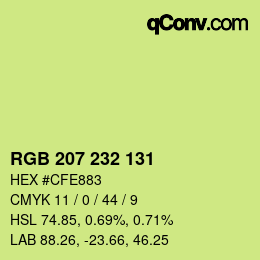 Color code: RGB 207 232 131 | qconv.com