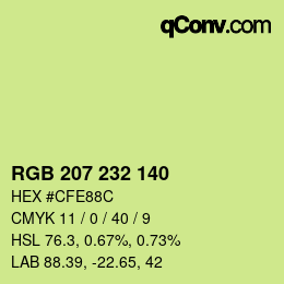 Color code: RGB 207 232 140 | qconv.com