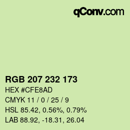 Color code: RGB 207 232 173 | qconv.com