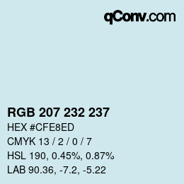 Color code: RGB 207 232 237 | qconv.com