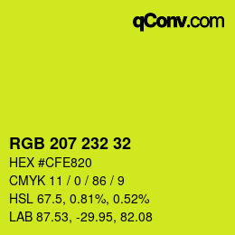 カラーコード: RGB 207 232 32 | qconv.com