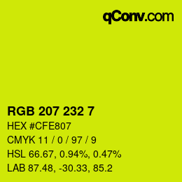 Color code: RGB 207 232 7 | qconv.com