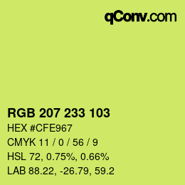 Color code: RGB 207 233 103 | qconv.com