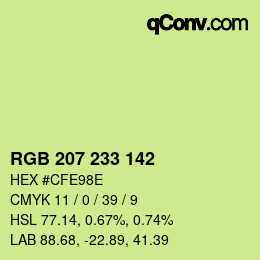カラーコード: RGB 207 233 142 | qconv.com