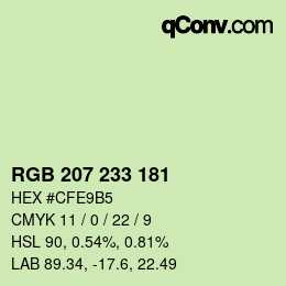 Color code: RGB 207 233 181 | qconv.com