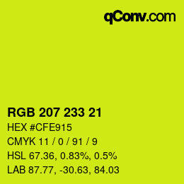 Color code: RGB 207 233 21 | qconv.com