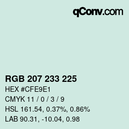 Color code: RGB 207 233 225 | qconv.com