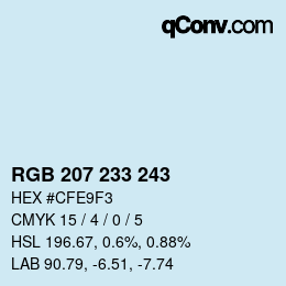 Color code: RGB 207 233 243 | qconv.com