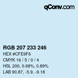 Color code: RGB 207 233 246 | qconv.com